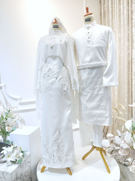 WARDAH Baju Nikah Off White Double Face Dress with Detachable Cape PP Signature