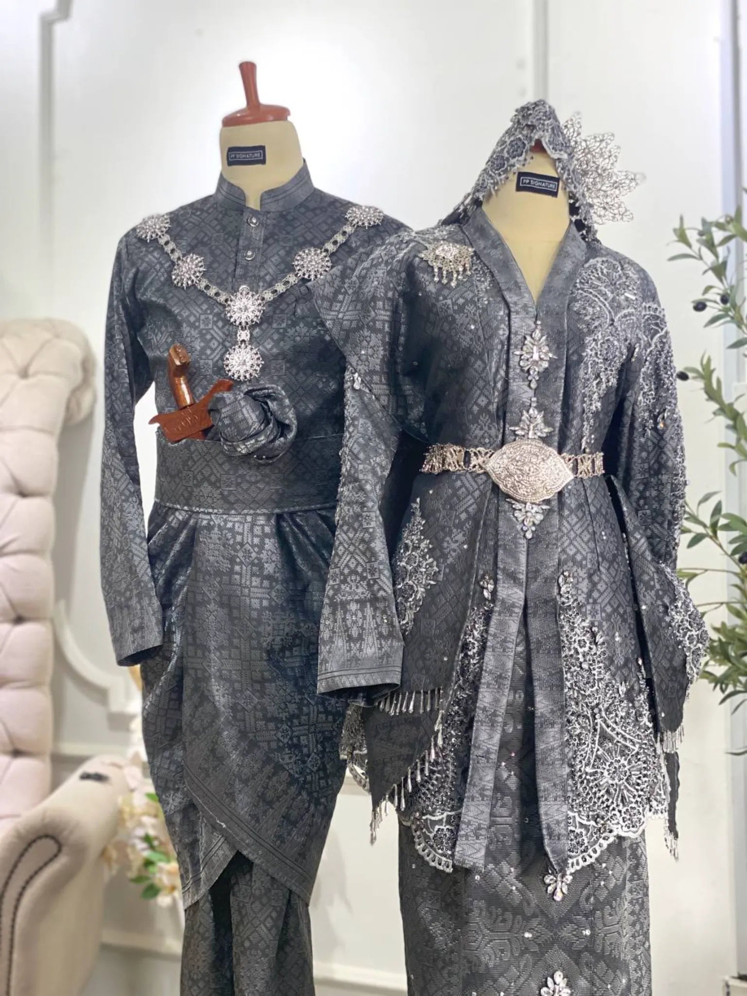 Manikam Wedding Set – Luxury Songket Kebaya & Kot Raihan Suit for Couples