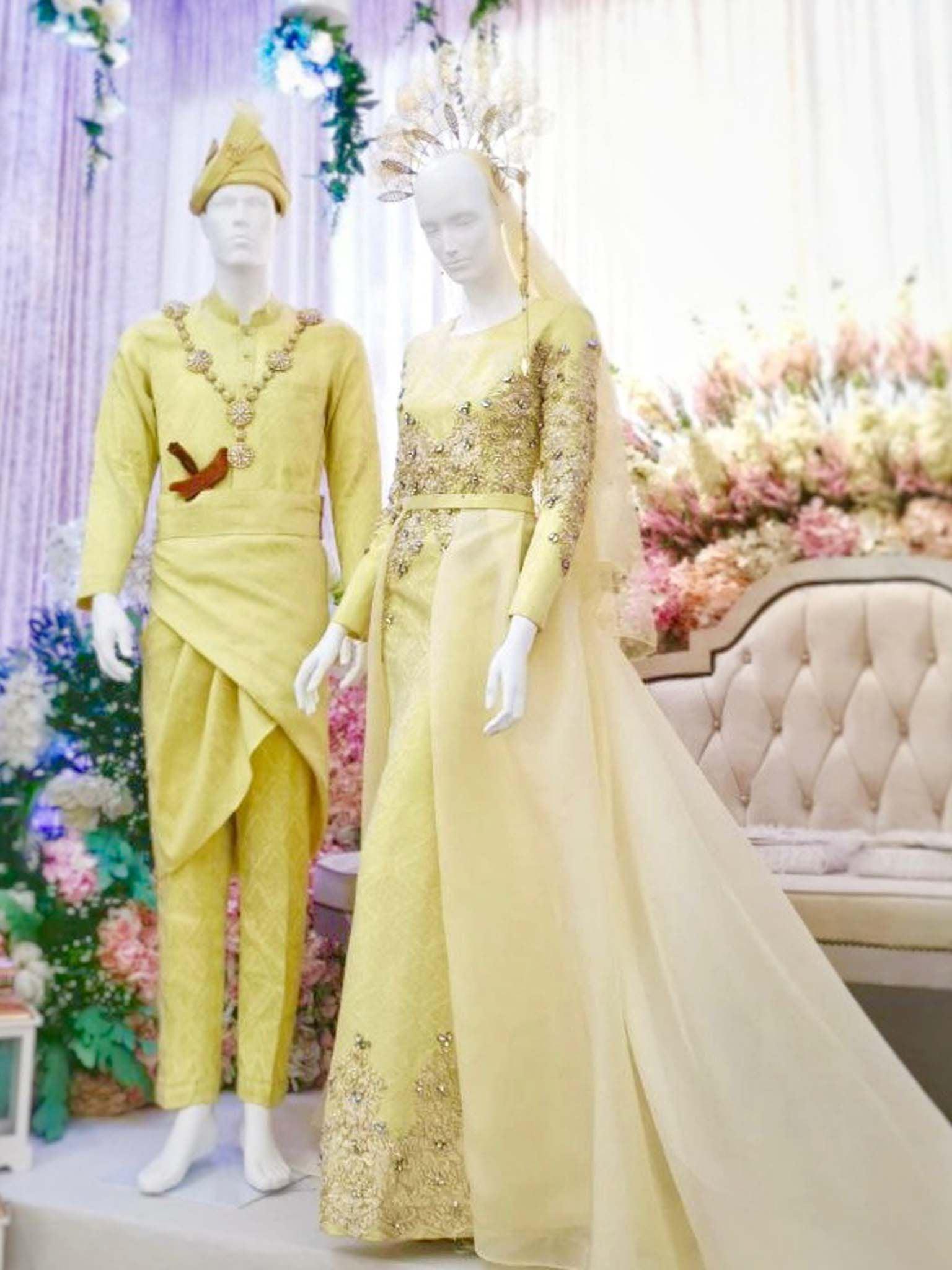 Golden yellow wedding dress best sale